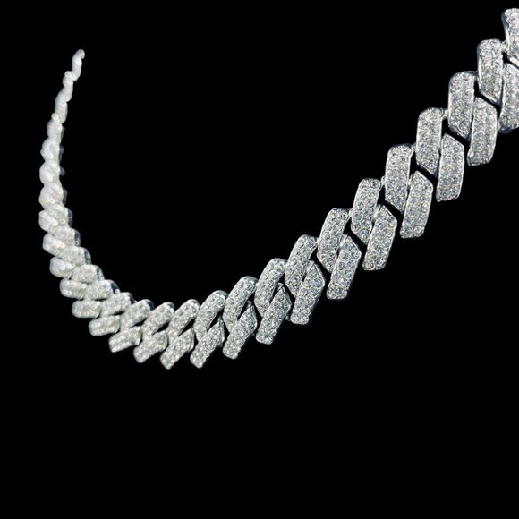 Iced Out Cuban Link Chain Necklace New In Package Bling Silver Hip Hop Jewelry - Picture 5 of 7